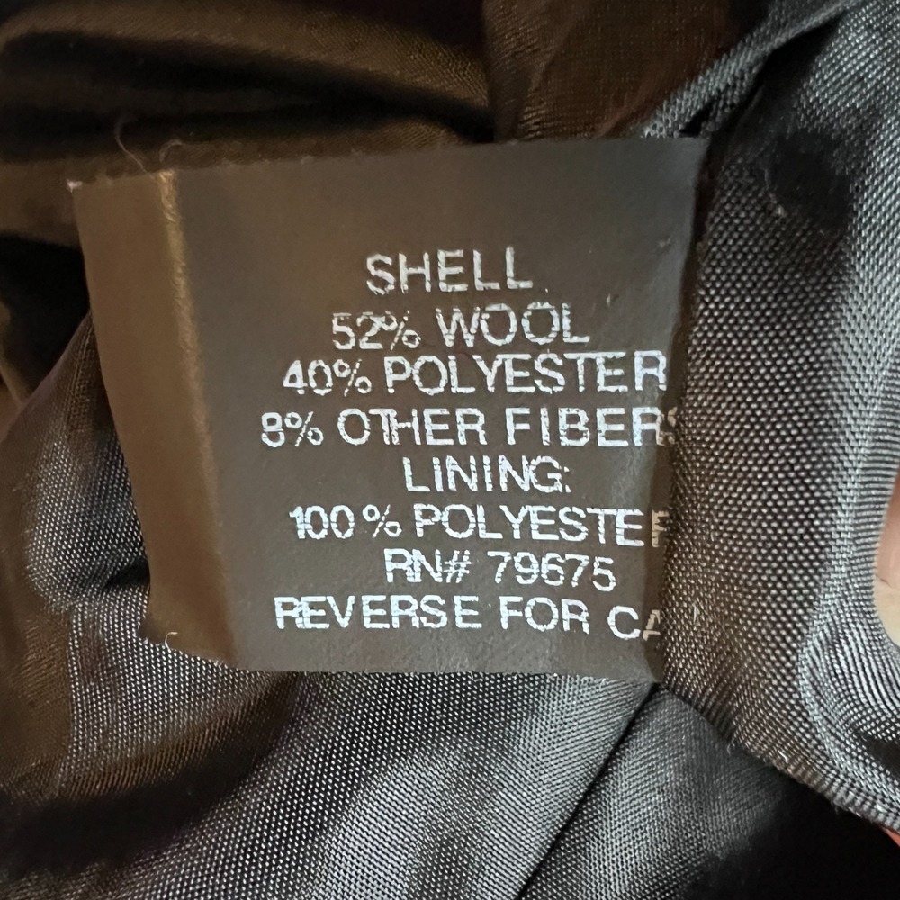 Michael Kors Black Double Breasted Wool Blend Pea Coat Gold Buttons Sz Medium - Picture 7 of 12